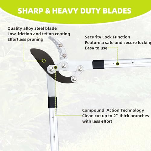 YRTSH Loppers for Tree Trimming Heavy Duty, Extendable 28-41" Branch Cutter | Tree Pruner with Compound Action, 2" Clean Cut Capacity Tree Clippers, Long Handle Pruning Shears for Gardening & Yard Work - style: Loppes Sharp Blade