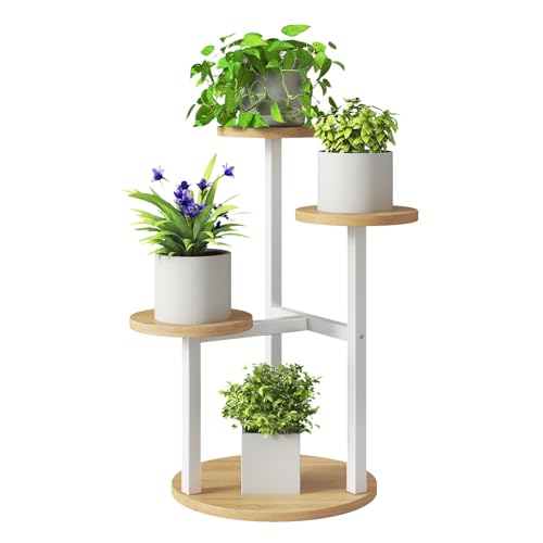 IBUYKE 4 Tier Small Plant Stand for Indoor, White TMJ073R - color: White, size: 4 Tier