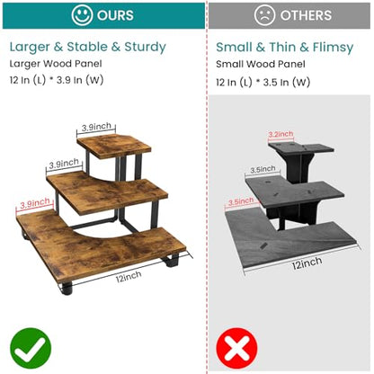 ELITEROO 3-Step Corner Display Shelves, Wooden Tiered Display Stand | Retail Cupcake Food Stand Display Table, Vendors Display Shelf Rack, Farmers Market Counter Top Risers for Collectibles