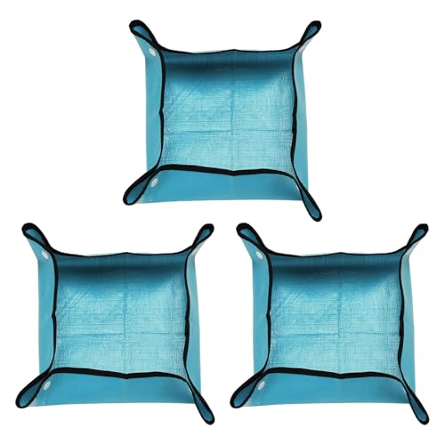 HARFINGTON 3pcs Repotting Mat 13" x 13" PE Cloth Waterproof Plant Repotting Mat Foldable Portable Gardening Potting Tray with Plastic Buckle for Indoor Plant Change Soil Watering, Blue - color: Blue, size: 13" x 13"