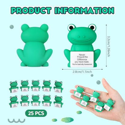 Gejoy 25 Pcs Mini Rubber Frog Toys Positive Mini Frogs Figures | Tiny Figurines to Hide, Frog Gifts with Motivational Quote, Birthday Encouragement Gifts for Coworker Desk Decor - style: Frog