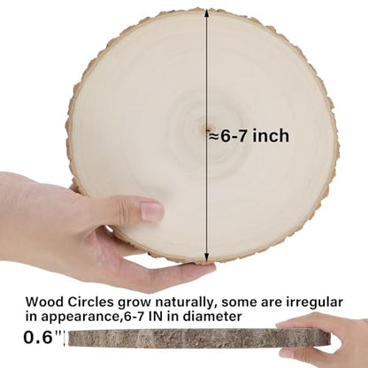 Sancodee 8 Pcs Large Unfinished Wood Slices, 6-7 Inches Wood Slabs for Centerpieces Natural Wooden Circle, DIY Wood Centerpieces for Tables Wedding Party Door Sign Decor - size: 6" - 7"