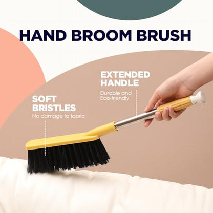 Teenyyou 6 Pcs 17'' Hand Broom Brush Dust Brushes Soft Bristle Cleaning Brushes Handheld Soft Counter Brush for Bed Car Couch Desk Sofa Furniture Clothes Small Particles Hair Debris Quilt Remover
