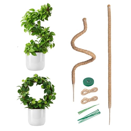 Mcbazel 2 Pack 47 Inch Bendable Moss Pole for Plants Monstera - Tall Coco Coir Plant Support Stakes for Large Indoor Climbing Plants Vines - Flexible Totem Stick Kit with Full Garden Ties - size: 2x120CM/47inch