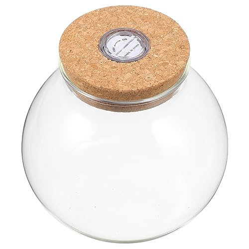 Hemobllo Led Light Ecological Bottle Glass Fish Tank Bowl with Lid for DIY Micro Landscape Transparent Mini Aquarium for Desktop Decor 5.51 X 5.11 X 5.11 in - size: 14X13X13cm