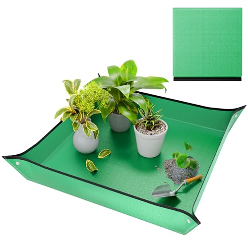 Repotting Mat for Indoor Plant Transplanting and Mess Control, 26'' x 26'' Waterproof Potting Succulent Tray Portable Gardening Mat Gift for Plant Lovers