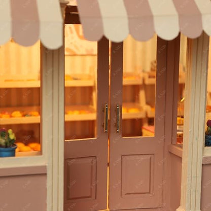 iLAND Wooden Dolllhouse Room Box on 1/12 Scale, Wood Houses for Crafts to Make a Miniature Coffee Shop, Magic House, Store Classic & Creative