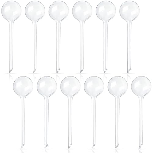 Pynqdfu 12 Pcs Large Plastic Self-Watering Bulbs,Clear Automatic Watering Globes,Clear Automatic Watering Bulbs for Plants,Graden,Flowers - size: 12 Large
