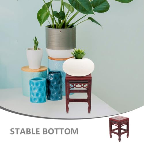Wooden Plant Stand Flower Pot Base Display Pedestal for Bonsai Statue Crafts and Small Ornaments Hand-Polished Rustic Home Accent 6.61 X 4.17 X 4.17 in