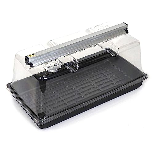 SunBlaster SL1600228 Prism Lens Powered LED Mini Greenhouse Kit w/NanoTech Light Reflector & Double-Thick Tray for Seed Starting or Plant Propagation - color: Black, style: Prismatic LED