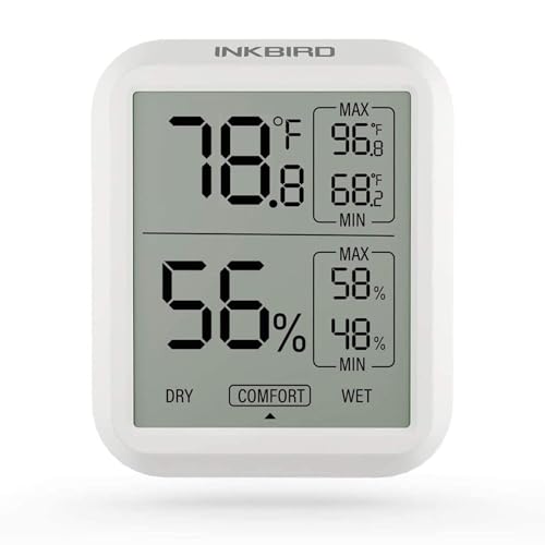 Inkbird ITH-20 Digital Thermometer Indoor Hygrometer Room Thermometer Humidity Gauge with Temperature and Humidity Monitor for Cigarette Guitar Ukulele Cigar Box Fridge Reptile Succulent