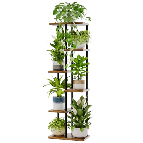 Bamworld Plant Stand 6 Tier Tall Shelf for Multiple Plants Brown - color: Brown, size: 6 Tier