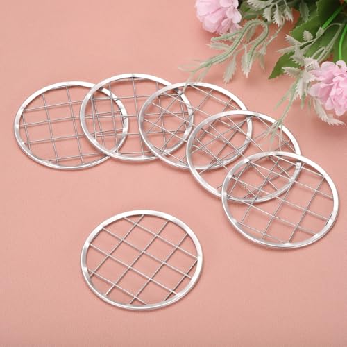 uxcell 5 Pcs Mason Jar Flower Insert Lid, 70mm Flower Grid Frog for Arrangement Vase, Mason Jar Flower Organizer Lids Insert for Mason Canning Jars Silver Tone - size: 70mm