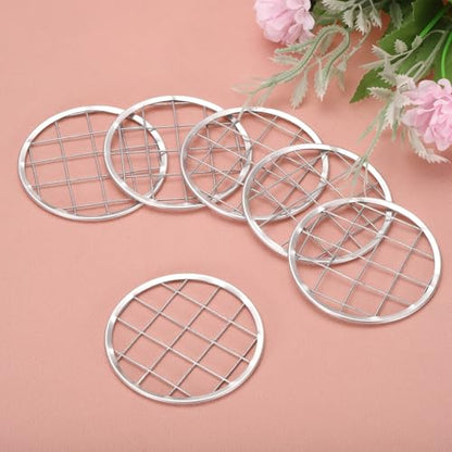uxcell 5 Pcs Mason Jar Flower Insert Lid, 70mm Flower Grid Frog for Arrangement Vase, Mason Jar Flower Organizer Lids Insert for Mason Canning Jars Silver Tone - size: 70mm