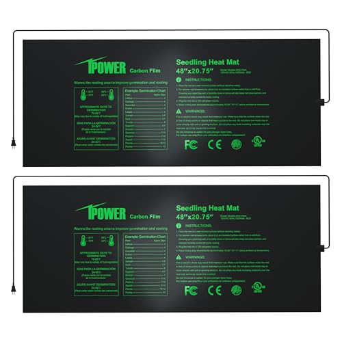 iPower 48" x 20.75" Seeding Heat Mat 2 Pack, Durable Waterproof Warm Hydroponic Plant Germination Starting Pad - size: 48" x 20.75", style: 2 Pack