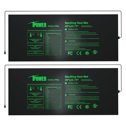 iPower 48" x 20.75" Seeding Heat Mat 2 Pack, Durable Waterproof Warm Hydroponic Plant Germination Starting Pad - size: 48" x 20.75", style: 2 Pack