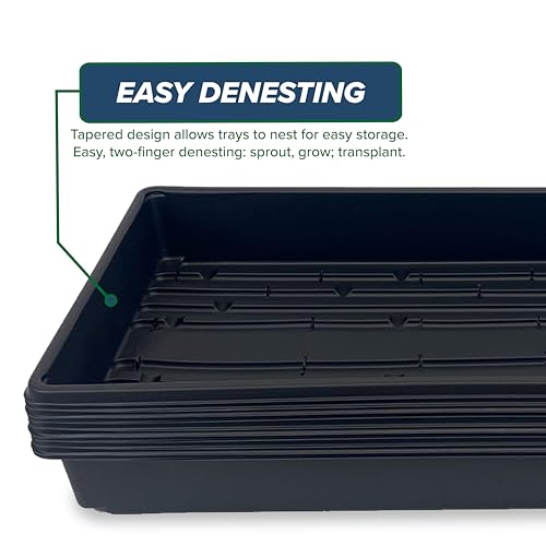 10 Plant Growing Trays (WITH Drain Holes) - 20" x 10" - Perfect Garden Seed Starter Grow Trays: For Seedlings, Indoor Gardening, Growing Microgreens, Wheatgrass & More - Soil or Hydroponic - size: Pack of 10