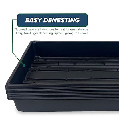 10 Plant Growing Trays (WITH Drain Holes) - 20" x 10" - Perfect Garden Seed Starter Grow Trays: For Seedlings, Indoor Gardening, Growing Microgreens, Wheatgrass & More - Soil or Hydroponic - size: Pack of 10