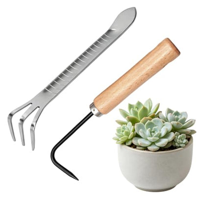Bonsai Tools, Bonsai Root Rake, Small Root Hook,Rake Pic for Soil Loosening - size: 2 Pack