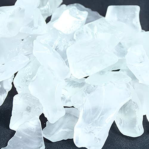 5LB Frosted Sea Glass Vase fillers Crushed Glass, Sea Glass Decor Ideal for Christmas DIY Craft, Aquarium Gravels, Home Decor Crushed Sea Glass Pieces for Beach Wedding, 0.7-3 Inch Clear - color: Clear