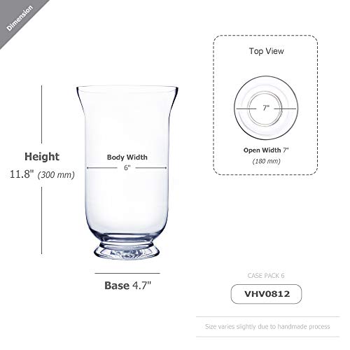 WGV Unique Bouquet Vase, 7" W, 12" H, Clear Short Hurricane Glass Candle Holder, Floral Planter Terrarium, Home Wedding Event Decor, 1 Piece (VHV0812) - size: Hurricane 12"H