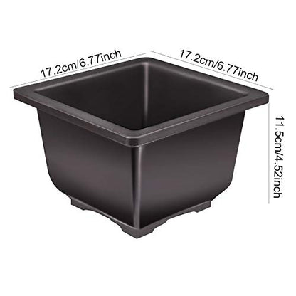 KINJOEK 15 PCS 6.7 Inch Bonsai Training Pots, Square Plastic Plant Pot, Flower Succulent Pots for Garden, Indoor, Home Decorative - size: 6.7 x 6.7 x 4.5 Inch