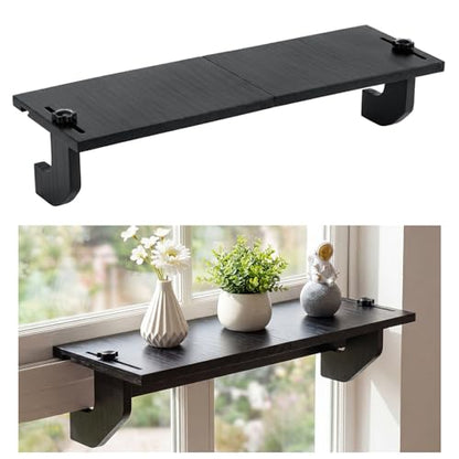 Window Plant Shelf No Drilling Windowsill Extender Bracket, Black - color: Black