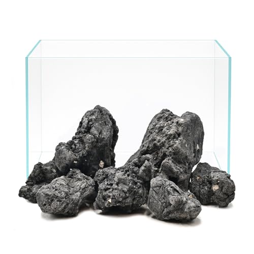 Natural Rocks Black Lava for Aquariums Fire Pits Bonsai 20lb Natural Volcanic Stones Heat-Resistant (3-8inches) 7-9pcs - size: 20lb(3-8in)
