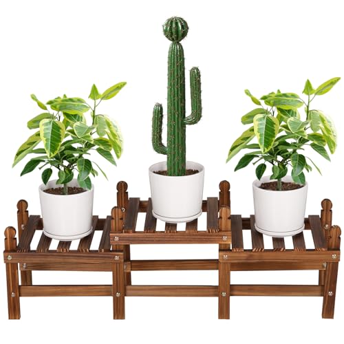 3 Tier Plant Stand Indoor,Wood Low Plant Bench for Multiple Plants