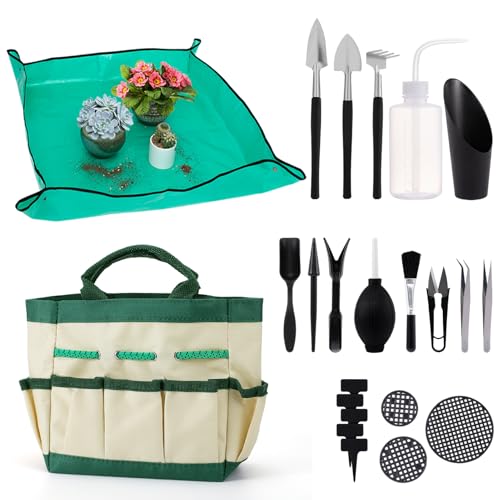 ANPHSIN 44pcs Small Gardening Tools Gifts for Women Beginners, Green - color: Green
