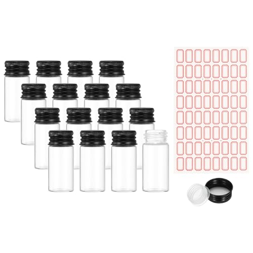 PATIKIL 10ml Test Tubes with Caps, 24Pcs 22x50mm Glass Clear Flat Bottom Test Tube Containers with Plastic Cap for Bead Party Candy Bath Salt Storage Scientific Experiment Plant(Black) - color: Black, size: 22x50mm