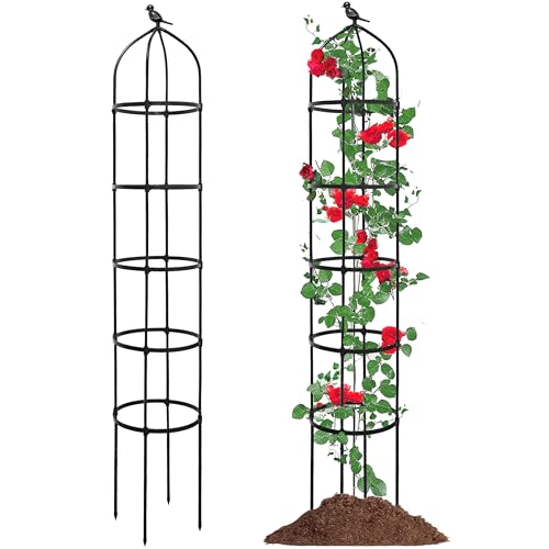 6.7FT Garden Obelisk Trellis for Climbing Plants,81”Metal Plant Support Tower,Heavy Duty Thickened Tube,Rustproof Black Vine & Flower Stand for Outdoor Indoor Use - size: 15“x81”-1 PC
