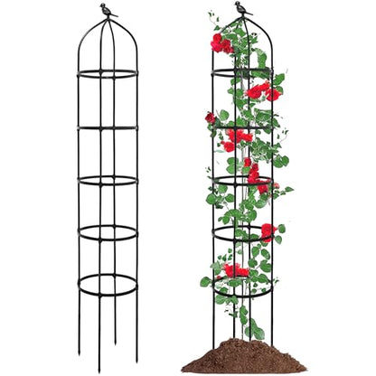 6.7FT Garden Obelisk Trellis for Climbing Plants,81”Metal Plant Support Tower,Heavy Duty Thickened Tube,Rustproof Black Vine & Flower Stand for Outdoor Indoor Use - size: 15“x81”-1 PC