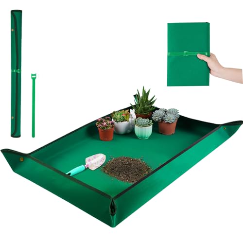 Extra Large Repotting Mat for House Plants Transplanting and Dirt Control Portable Potting Tray Waterproof Potting Mat for Indoor Plants Succulent Gardening Mat Plant Gift for Plant Lovers - color: Dark Green, size: Extra Large 43.5" X 29.5"