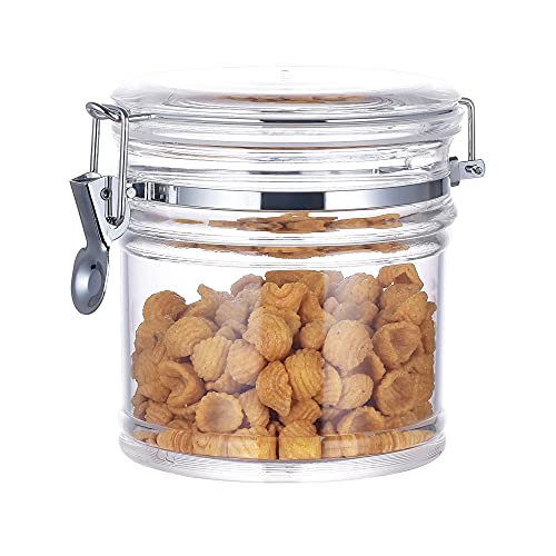 35 oz Reinforced Small Acrylic Canister with Locking Clamp, Airtight Flip Jar | Food Storage Container for Flour, Sugar, Coffee, Candy, Cookie etc - size: Clamp 1030 ml