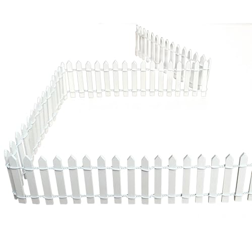 Fairy Garden Miniature Fence Accessories: White Wooden Picket Fence | Indoor & Outdoor Decorative Christmas Village - for Kids Ages 4 to 8 - Festive Decor for Christmas and Halloween - color: White