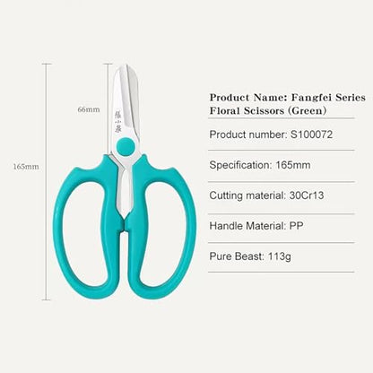 Pro Florist & Garden Shears - 3.38mm Heavy-Duty Rustproof Steel | Cuts Hydrangeas, Roses & Thick Stems | Ergo Wide-Grip Scissors for Fresh Flowers, Pruning, Ikebana(Green)
