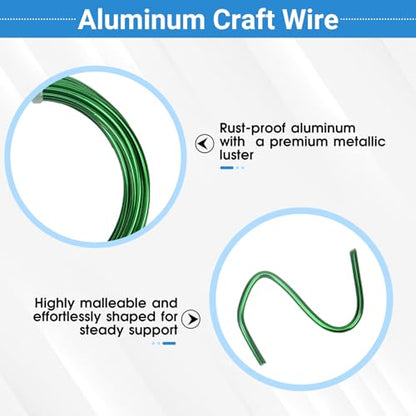 3 Rolls Aluminum Craft Wire Kit with Side Cutter Pliers, Multi-Size [18/12/9] Gauge, Flexible Metal Wire Set for Jewelry Making, Bonsai and Sculpting (98.4 Ft Total, 32.8 Ft/Roll, Green) - size: 3 Gauges Set 32.8Ft Each, style: Green