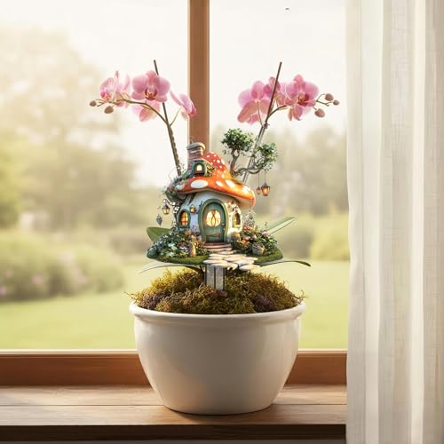Mushrooms Garden Stakes Decor Yard Acrylic - 2D Spring Garden Acrylic Sign Decoration, Yard Art, Gift for Nature Lovers, for Indoor & Outdoor Flower Pots, Yard, Mini Gardens & Lawn (5.9”x5.9”) Y05
