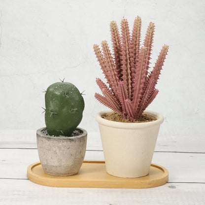 PATIKIL Bamboo Wood Saucer, 7x4 Inch Rectangular Wooden Plant Drainage Tray Bonsai Plants Saucer Succulent Pot for Home Balcony - size: 7.3" x 4.1" x 0.4"