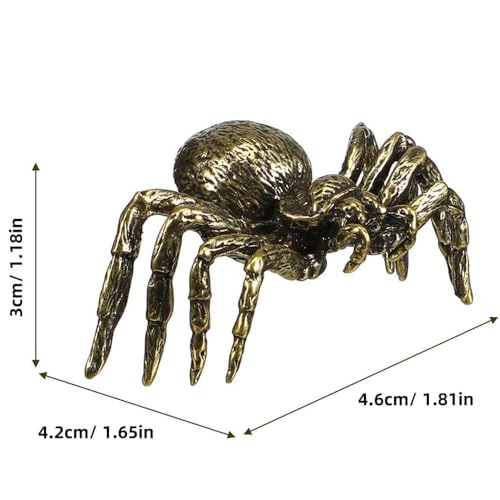 Brass Spider Figurine, Japanese Style Fengshui Wealth Sculpture Lucky Statue Tea Pet Miniature Artware Collectible Figure for Home Office - color: 1 Spider Statue