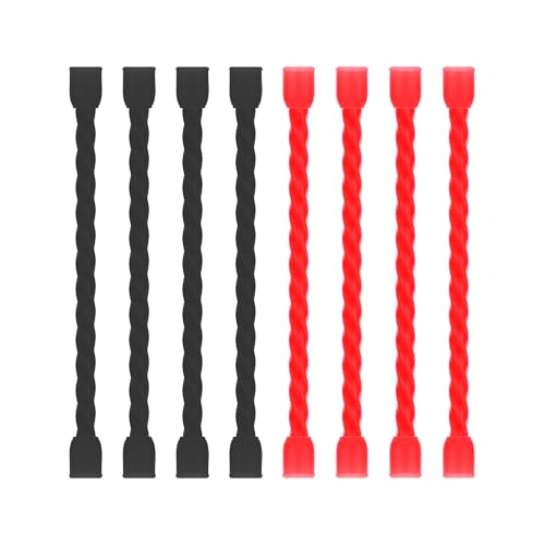 8pcs 3Inch Silicone Cable Ties Reusable Steel-Core Twist Ties Wire Straps - color: Black&red, size: 3 Inch
