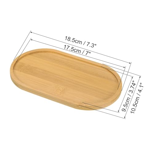 PATIKIL Bamboo Wood Saucer, 7x4 Inch Rectangular Wooden Plant Drainage Tray Bonsai Plants Saucer Succulent Pot for Home Balcony - size: 7.3" x 4.1" x 0.4"