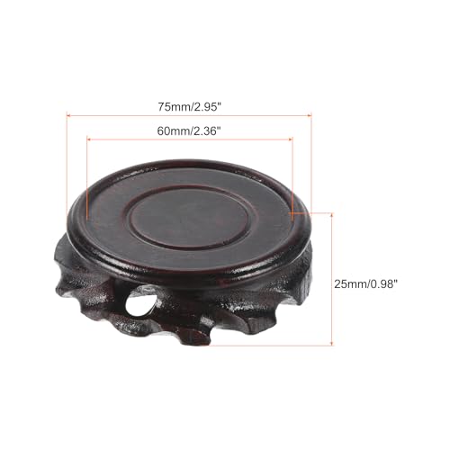 MECCANIXITY Wooden Stand Holder 60mm Diameter Black 2Pcs | Displays Base for Vase Bonsai Stone