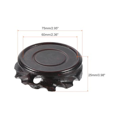 MECCANIXITY Wooden Stand Holder 60mm Diameter Black 2Pcs | Displays Base for Vase Bonsai Stone