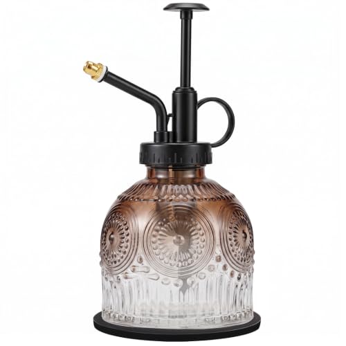 Glass Plant Mister Spray Bottle Vintage Refill Leak Proof Watering Can 8oz - color: Brown Gradient