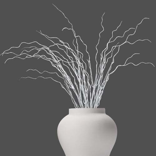 Artificial Plants,3Pcs 43" Faux Branches for Vase Filler,Curly Willow Branches,Artificial Branches for Decoration,Fake Branches Twigs Sticks for Shop Garden Office Home Décor - color: Stem02-white