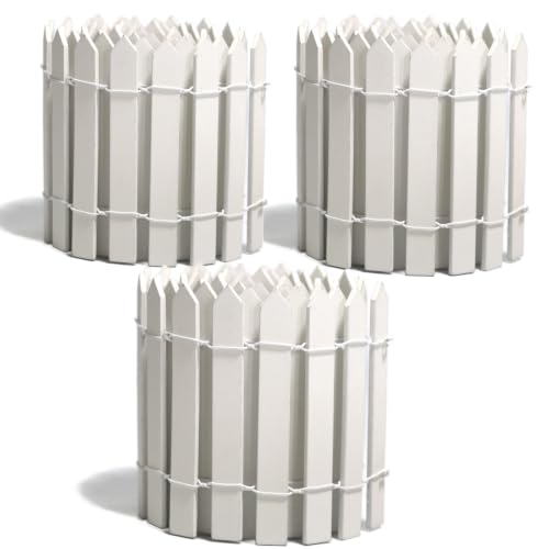 3 Pack 4" x 35" Mini White Picket Fence, 4 Inch Tall 35 inch Total Length - size: 3 Pcs 4 Inch High