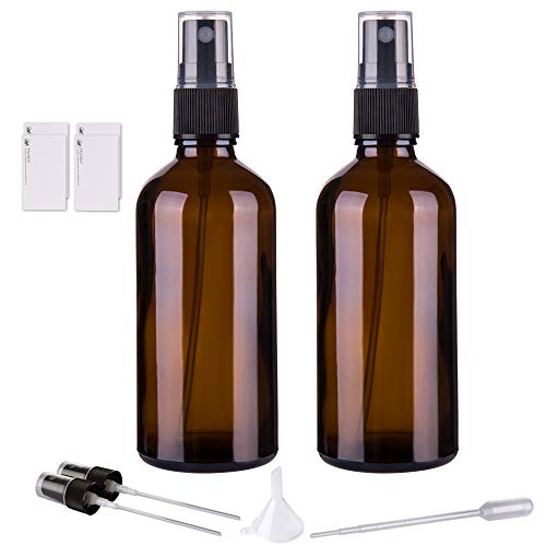 Hydior Amber Glass Spray Bottles for Essential Oils, 4oz, 2 Pack - color: Black Amber