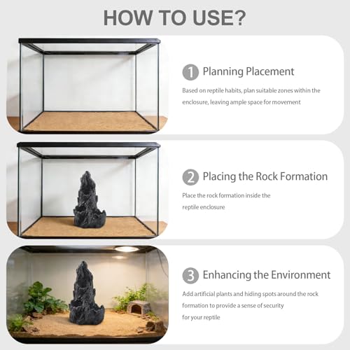 Black Artificial Aquarium Rock Decor Hide, Aquarium Mountain View Stone, Rockery Ornaments Landscaping Model for Fish Tank Terrariums Reptile Enclosures Fairy Garden